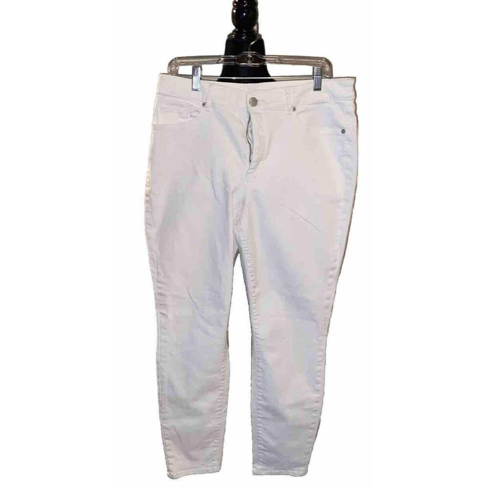 Loft 31/12 Women’s White Jeans Slim Pockets Curvy Skinny